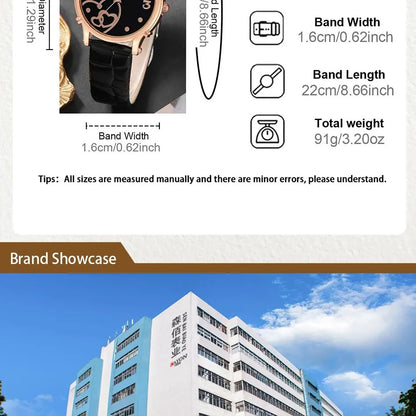 Women’s Fashion Leather Belt Watch Set – Butterfly Wallet, Glasses, and Quartz Wristwatch Dress Clock Montre Femme
