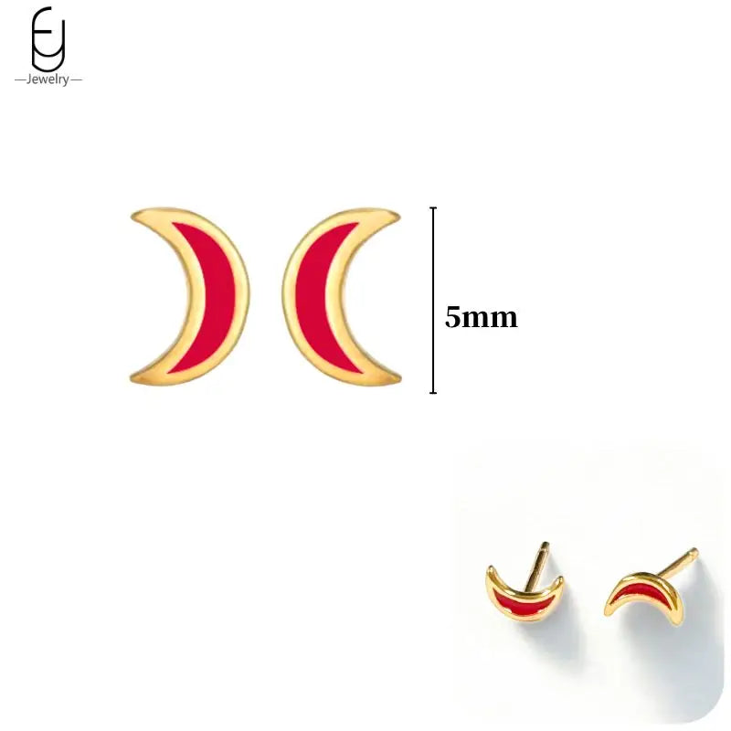 925 Sterling Silver Earrings for Women – Cute Starfish & Shrimp Pendant, Red Chili & Star Enamel Gold Fashion Jewelry
