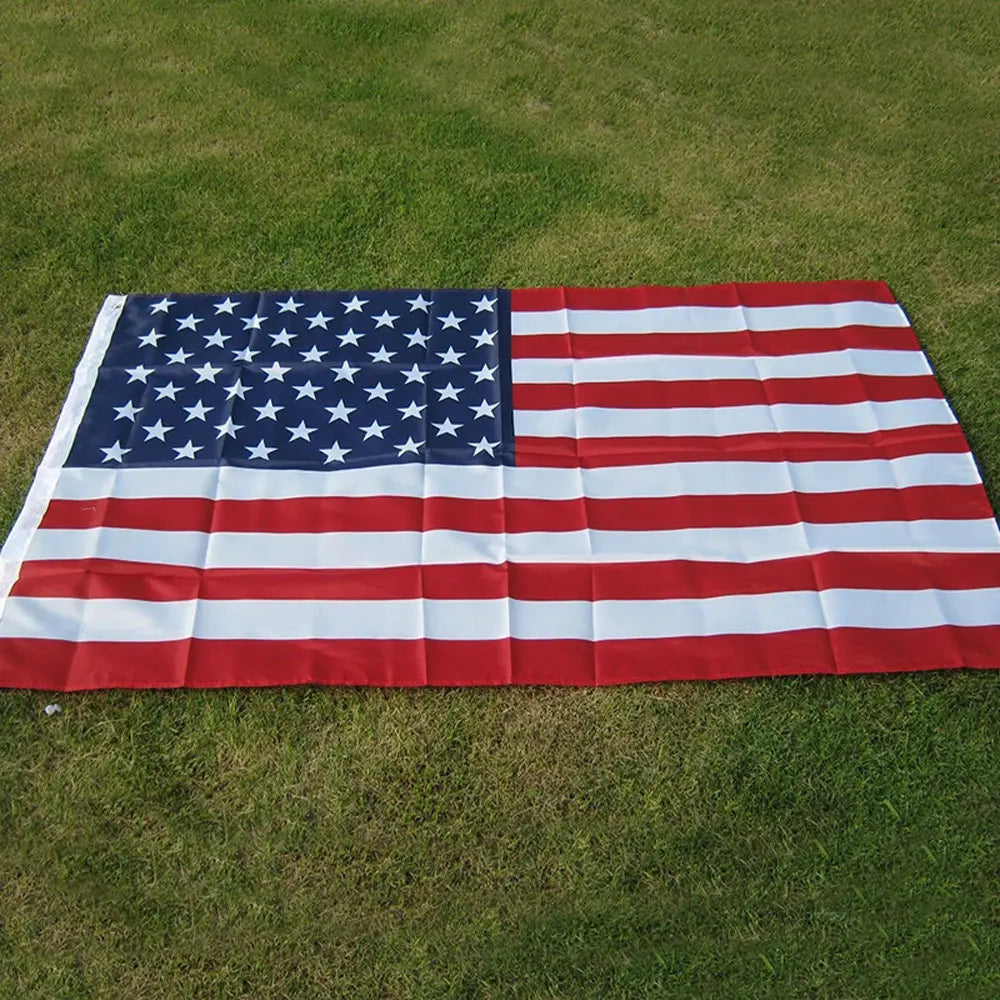 35x59 Inch Embroidered American Flag – Waterproof Nylon USA Independence Day Outdoor Flag with Brass Grommets (90x150cm)