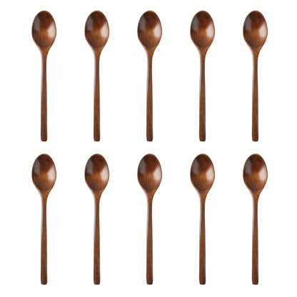 5-Piece Wooden Spoon and Fork Set – Eco-Friendly Natural Ellipse Ladle for Cooking, Tableware Accessories