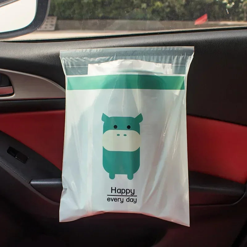 Car Trash Bag - Disposable Self-Adhesive Hanging Garbage Storage Bag for Auto Seat Back, Office and Kitchen Use