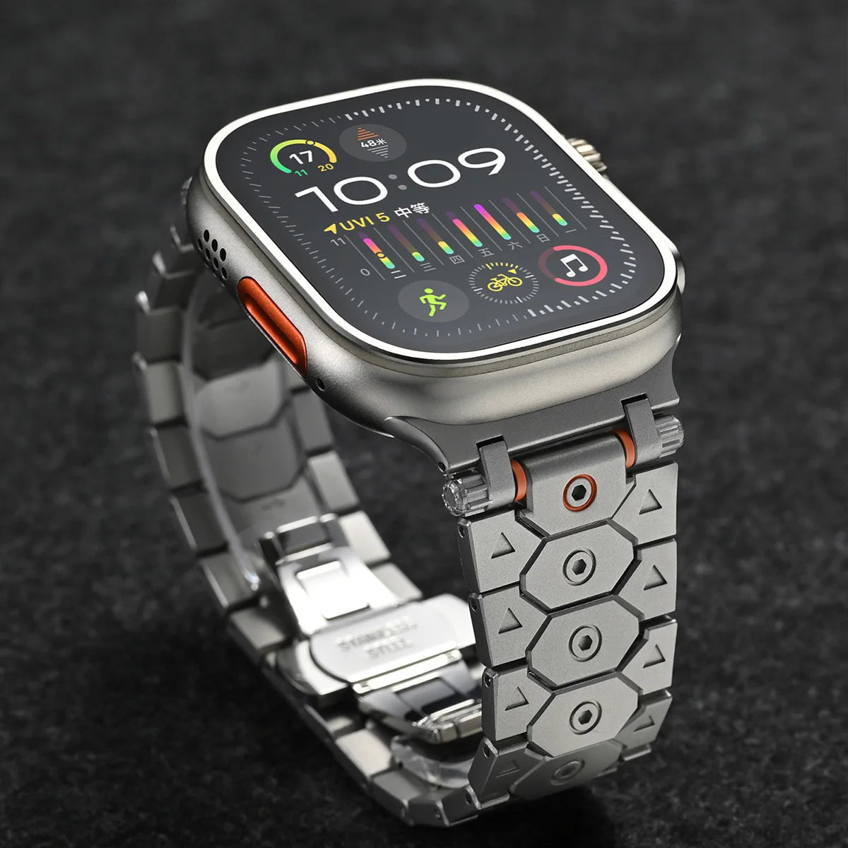 Luxury Titanium Color Apple Watch Band – Stainless Steel Metal Bracelet Strap for Ultra 2, Series 10–5, 42/44/45/49mm iWatch
