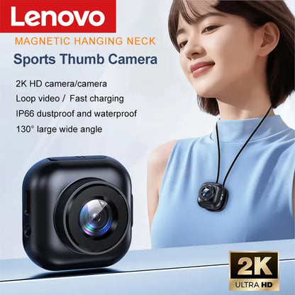 Lenovo 2K Mini Action Camera - Thumb-Sized HD Video Recorder for Cycling, Diving & Outdoor Adventures