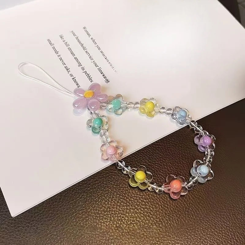 Colorful Macaron Beaded Phone Lanyard Wrist Strap – Anti-Lost Short Handheld Mobile Phone Chain Pendant for Women