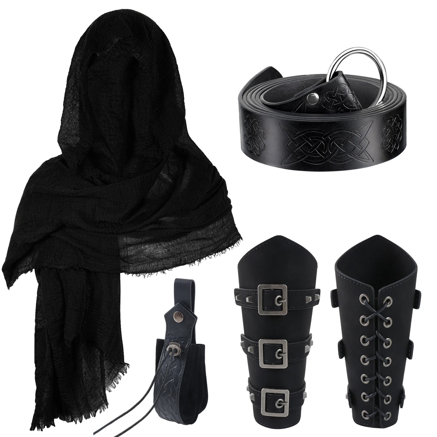 5PCS Medieval Viking Belt Pouch – Renaissance Steampunk Coin Bag for LARP & Cosplay