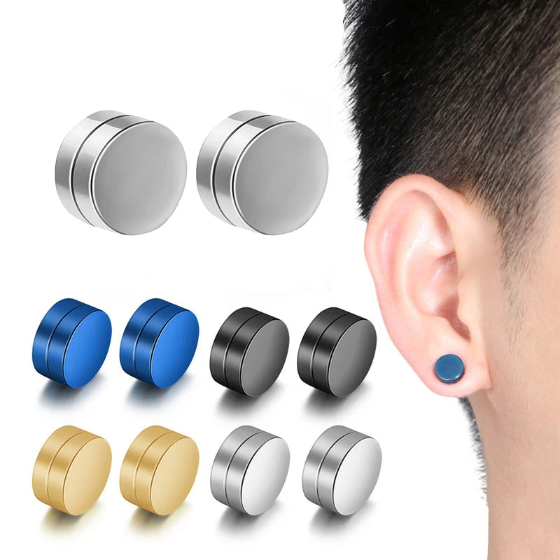 Non-Piercing Magnetic Ear Clips - Round Circle Fake Earrings for Men & Women Fashion Jewelry