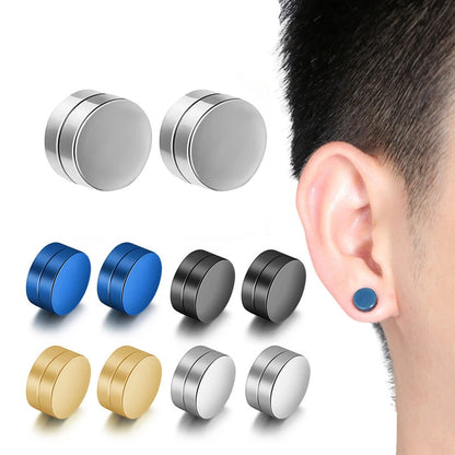 Non-Piercing Magnetic Ear Clips - Round Circle Fake Earrings for Men & Women Fashion Jewelry