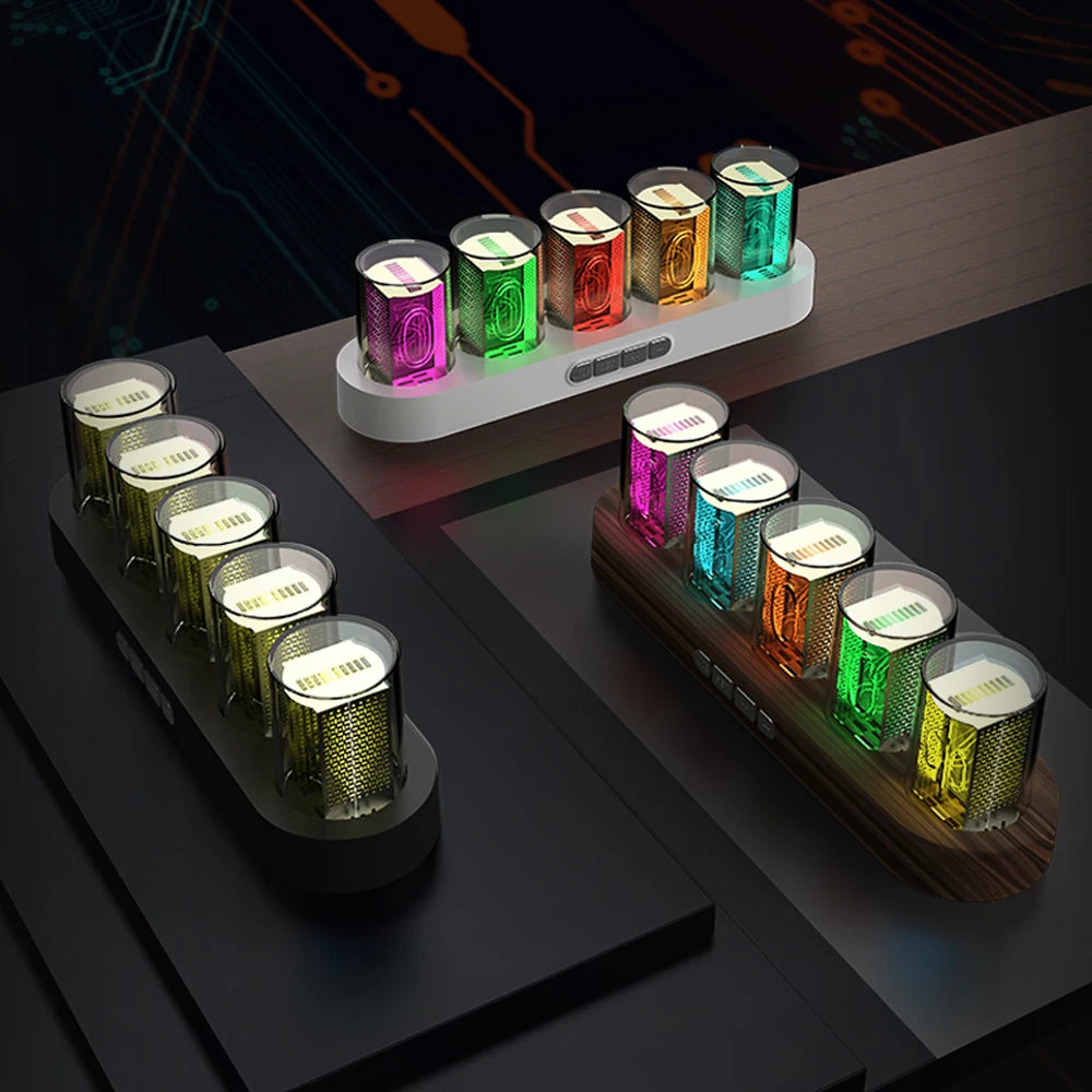 Digital Nixie Tube Clock with RGB LED – Desktop Game Room Décor with Luxury Gift Box