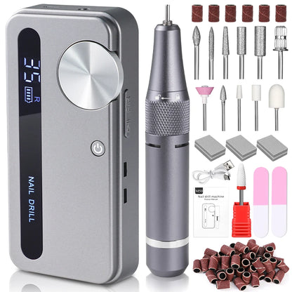 35000RPM Electric Nail Drill – Professional Rechargeable Nail File for Gel Nails, Portable Manicure Tool