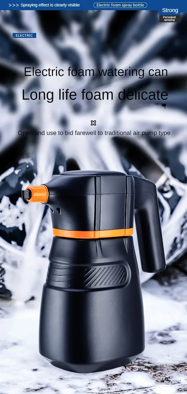 LEIBOO Electric Foam Sprayer – Battery-Powered High-Pressure Snow Cannon for Car Wash & Detailing