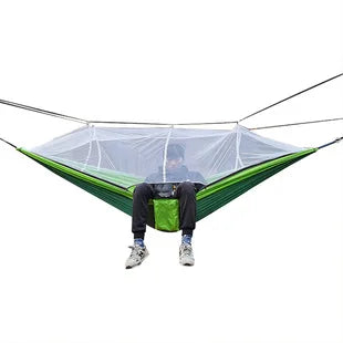 Automatic Quick-Opening Mosquito Net Hammock: Outdoor Camping Swing with Anti-Rollover Nylon Rocking Chair - 260x140cm