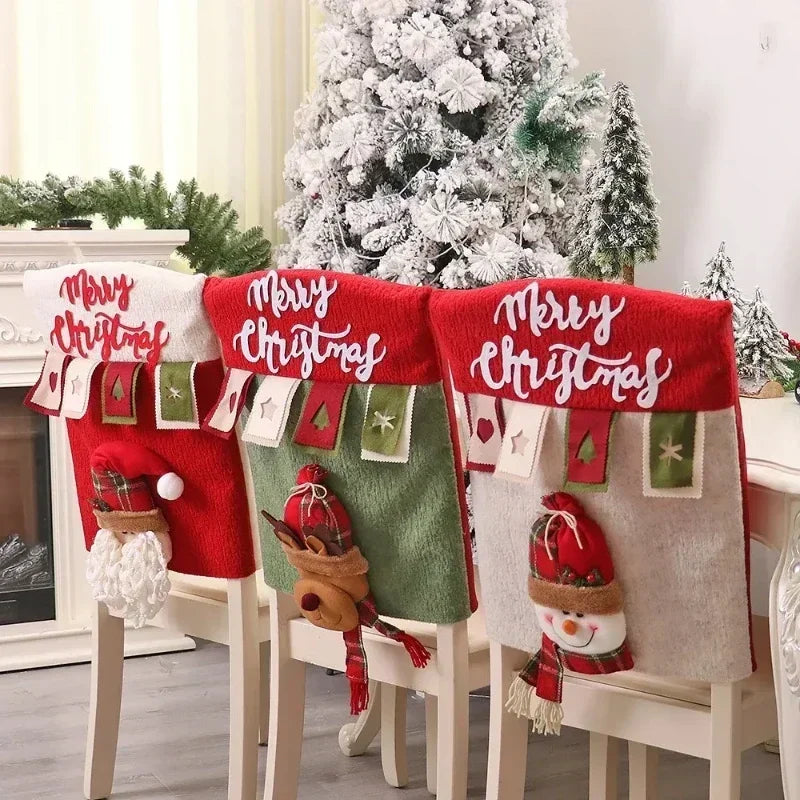 Christmas Chair Decoration Set - Cartoon Holiday Chair Covers and Festive Home Decor Supplies for Christmas Celebration