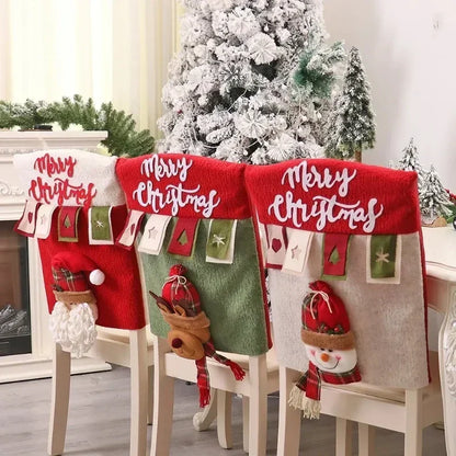 Christmas Chair Decoration Set - Cartoon Holiday Chair Covers and Festive Home Decor Supplies for Christmas Celebration