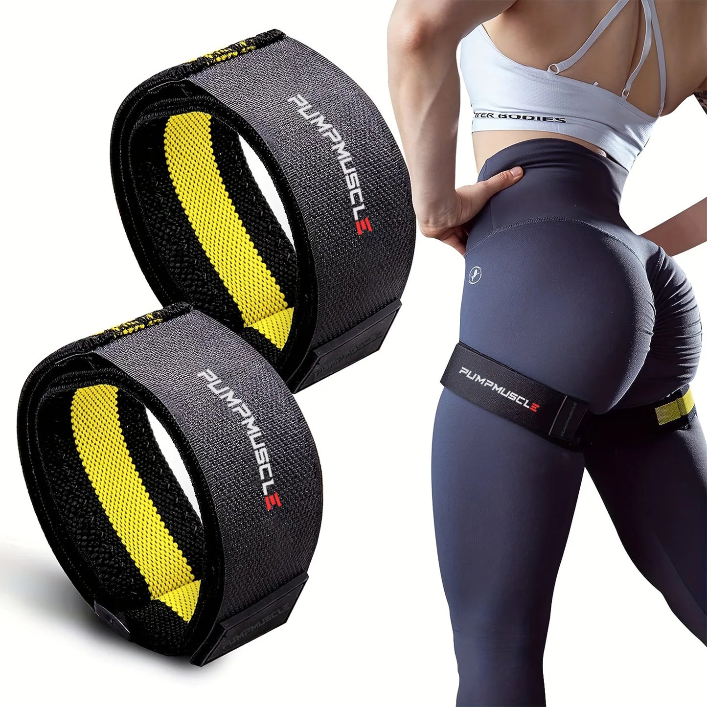 2PCS Adjustable Blood Flow Restriction Bands for Legs – BFR Training Straps for Muscle Growth, Strength & Glute Workouts