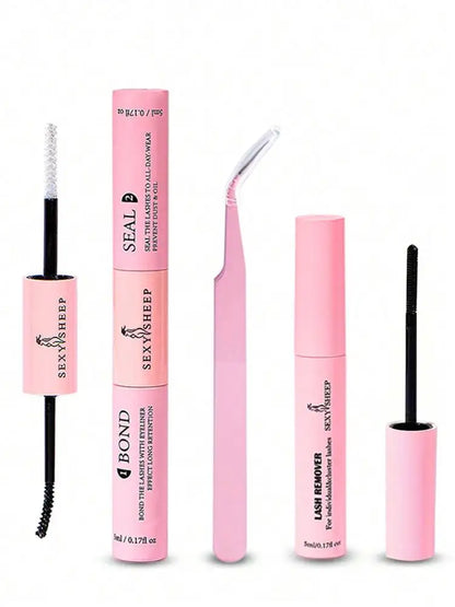 Lash Bond and Seal 10ml - Super Strong Hold Individual Lashes Glue & Seal with 5ml Remover & Tweezers Kit for Extensions