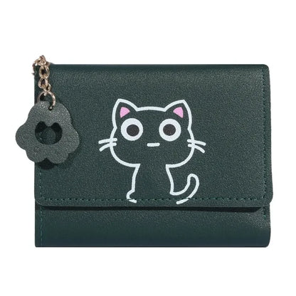 2023 New Cat-Themed Mini Wallet for Women - Cute and Fashionable Short Fold Design with Personalized Student Style