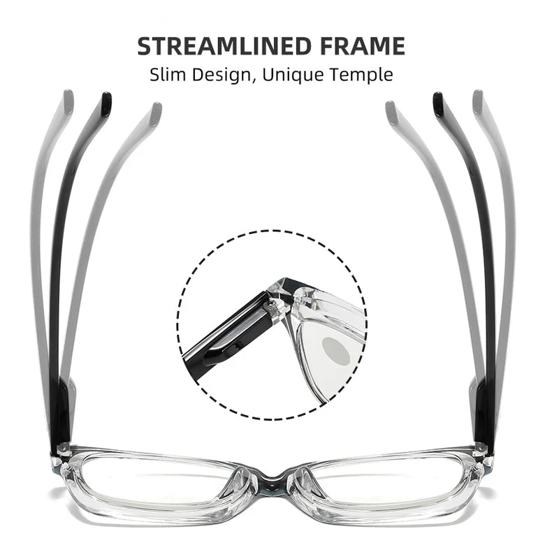 Photochromic Multifocal Reading Glasses – Ultralight Progressive Square Frame Anti-UV Presbyopia Eyewear for Men & Women