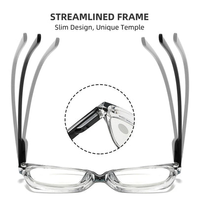 Photochromic Multifocal Reading Glasses – Ultralight Progressive Square Frame Anti-UV Presbyopia Eyewear for Men & Women