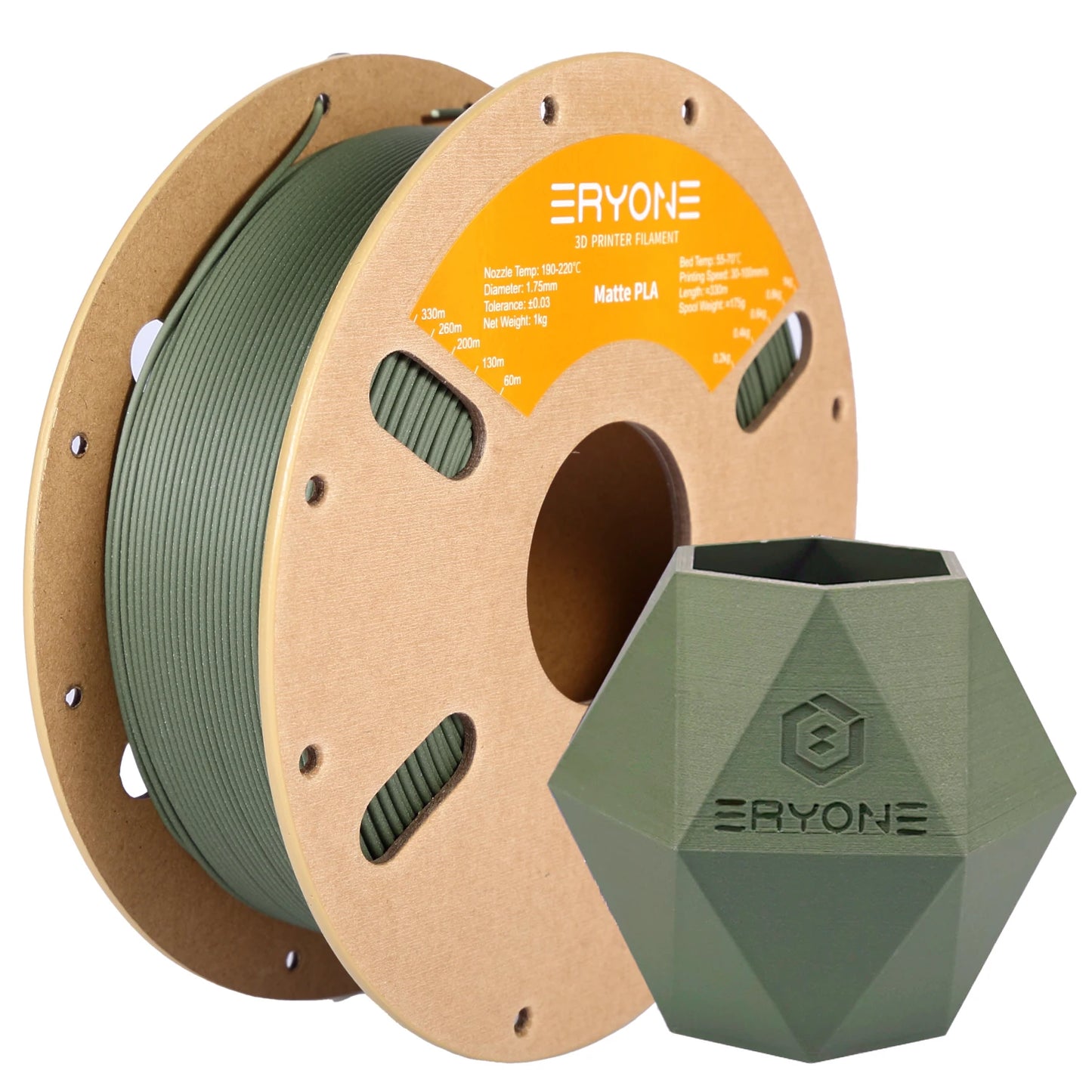 ERYONE Matte PLA Filament 1.75mm – 1KG High-Quality Spool for 3D Printing, Fast Shipping