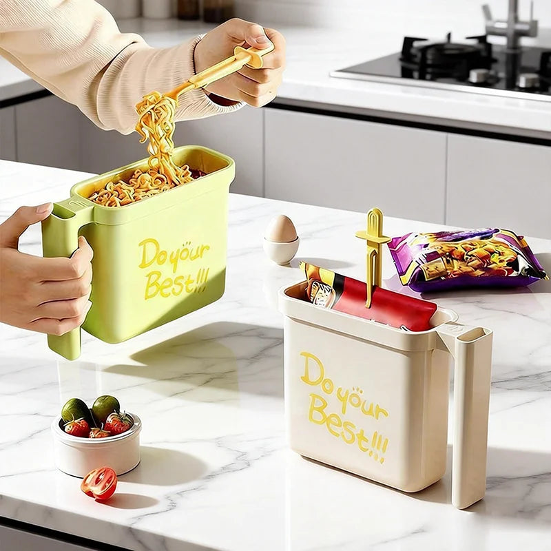 Instant Noodle Bowl with Fork – Heat-Resistant Food-Grade Ramen Lunch Box for Quick Meals and Busy Lifestyles