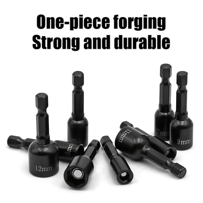 9Pcs Metric Nut Driver Set – 1/4” Hex Socket Drill Bits & Chuck Adapter Set for Electronics & Precision Tool Work