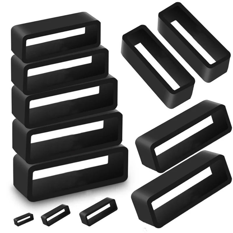 Silicone Watch Band Keeper Loops - Replacement Strap Holder Rings in 16mm–26mm Sizes, 2–10 Piece Set