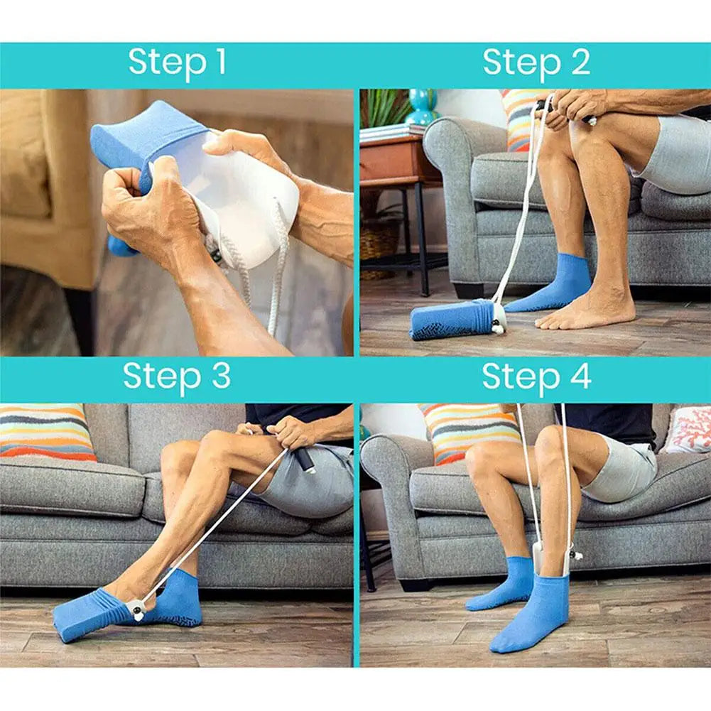 Sock Aid Kit with Shoe Horn – Easy Sock Helper Tool for Elderly, Pregnancy & Injury Support (No Bending Needed)