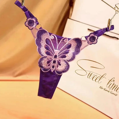Sexy Lace Thong Women’s Butterfly Low Waist Panties - Sheer Mesh G-String Briefs