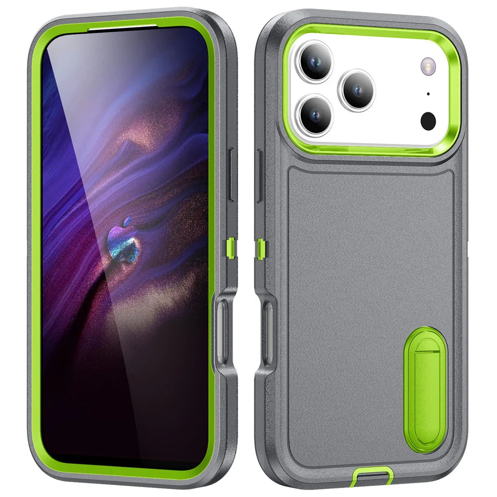 Heavy Duty Armor Phone Case for iPhone – Shockproof Stand Cover with Kickstand for iPhone 11 to 17 Series