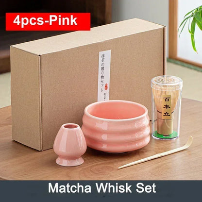 4/6Pcs Bamboo Matcha Tea Whisk Set – Scoop, Brush, Strainer & Bowl for Japanese Tea Ceremony