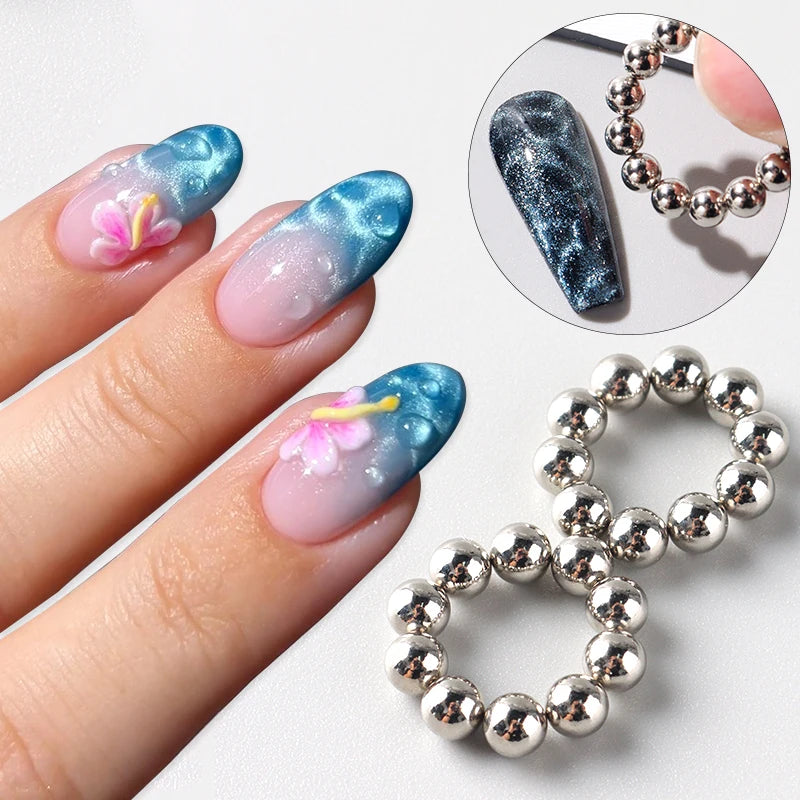 Ocean Wave Cat Eye Nail Magnetic Beads - Shiny Flower Marble Water Ripple Effect DIY Manicure Tools 10/20PCS