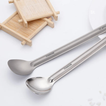Tiartisan Titanium Long Handle Spork - Ultralight Portable Camping Cutlery for Outdoor Dining