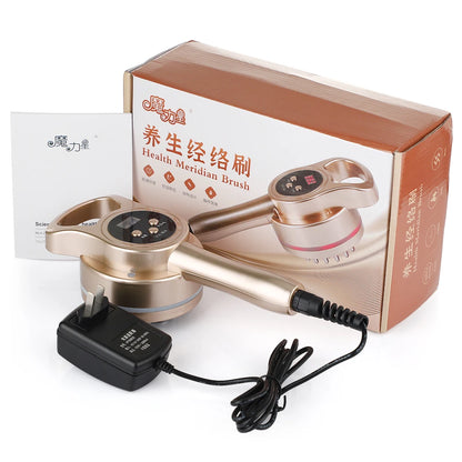 Microcurrent Meridian Brush Massager for Cellulite, Lymphatic Care, Infrared Heating & Vibration Body Scraping Device