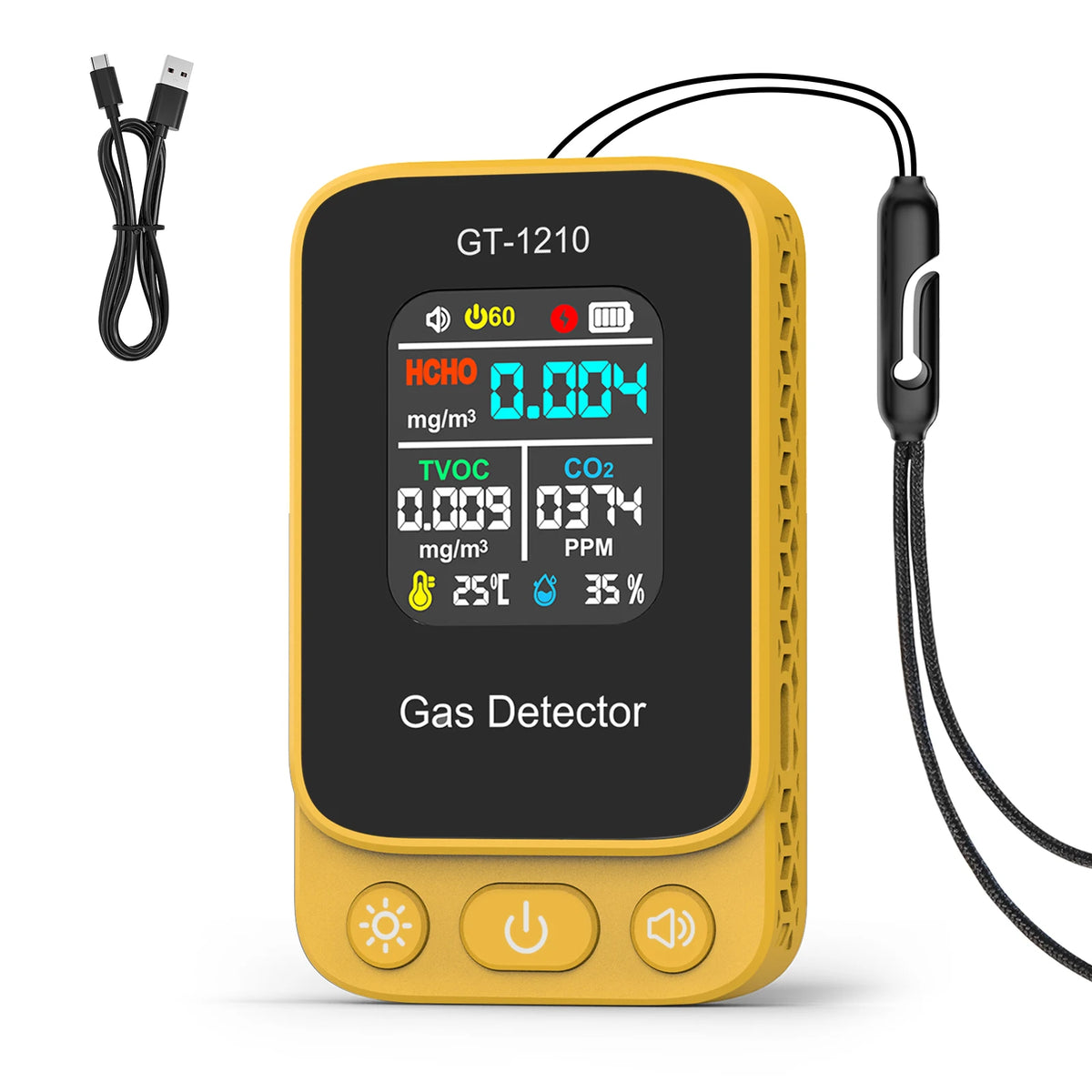 5-in-1 Air Quality Monitor - CO2 HCHO TVOC Gas Detector with Temperature & Humidity Meter Sensor