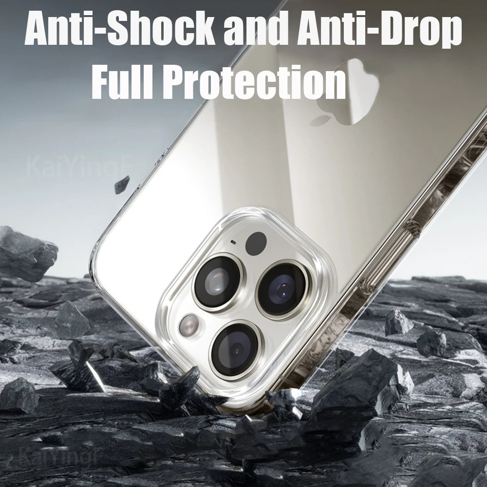 Luxury Clear iPhone Case - Transparent Soft TPU Silicone Back Cover for iPhone 8 Plus XR XS 11 12 13 14 15 16 Pro Max