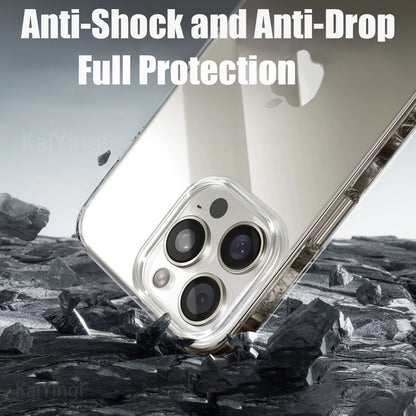 Luxury Clear iPhone Case - Transparent Soft TPU Silicone Back Cover for iPhone 8 Plus XR XS 11 12 13 14 15 16 Pro Max