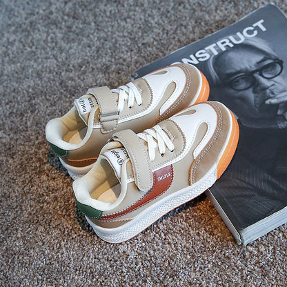 Children's Spring Leather Sneakers – Soft Sole Casual Shoes for Boys and Girls, Middle to Large Sizes, Tennis Shoes