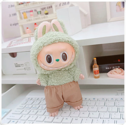 15/17cm Labubu V1 V2 Doll Clothing Set – Fashion Hoodie & Pants, Korean Idol Style DIY Accessories Toy Gift