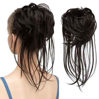 Synthetic Elastic Messy Bun Hairpiece – Curly Scrunchie Chignon, Black, Blonde, Brown Updo Donut for Women, Natural Fake Hair