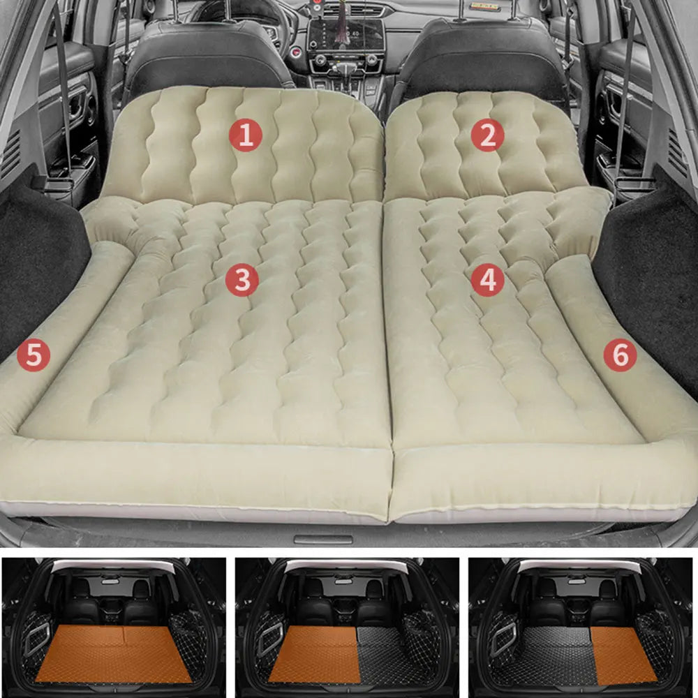 Portable SUV Travel Air Mattress Cushion - Inflatable Car Bed with 2 Pillows, Camping Mattress for Outdoor Adventures