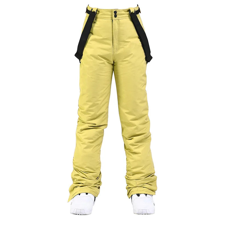 Men & Women Winter Ski Pants – Windproof Waterproof Snowboard Suspender Trousers Thick Warm Plus Size