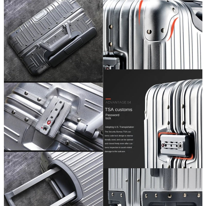 Aluminum Magnesium Alloy Rolling Suitcase – Designer Carry-On & Cabin Luggage, 20/28/30 Inch Trolley Case