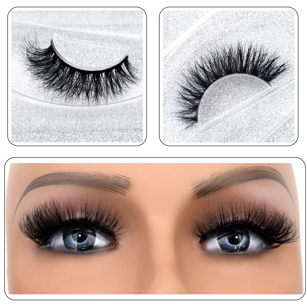 3D Real Mink False Eyelashes – Thick Handmade Strip Lashes with Glitter Packing for Makeup Beauty D101