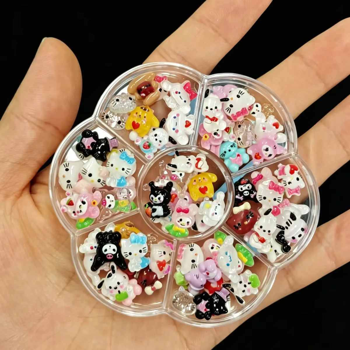 120PCS Sanrio Nail Charms Set - Kuromi, Cinnamoroll, and My Melody Resin Decorations for DIY Manicure Nail Art