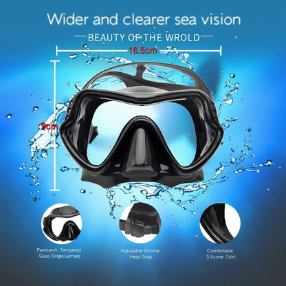 Dry Snorkel Set with Tempered Glass Diving Mask – Professional Panoramic Snorkeling Gear for Adults, Swimming and Training Kit