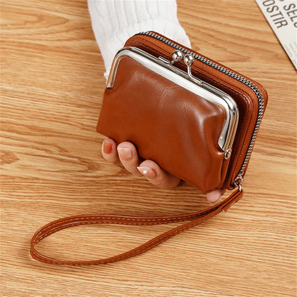 Women’s Fashion Wrist Strap Wallet – Retro Buckle Purse with Large Capacity & Multi Card Slots