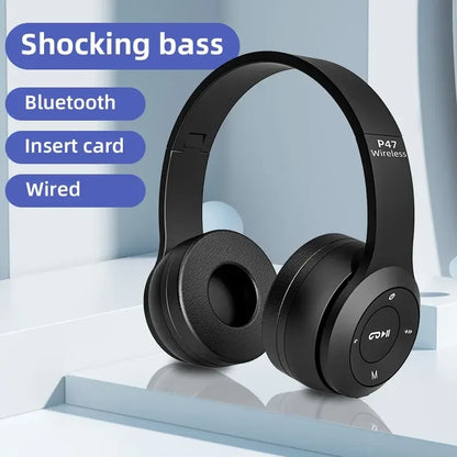 Stereo P47 Headset - 5.0 Bluetooth Folding Wireless Sports Gaming Headphones