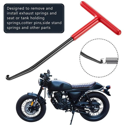 Universal Motorcycle Exhaust Spring Hook - T-Handle Spring Puller & Installer Tool for Exhaust Pipe Repair