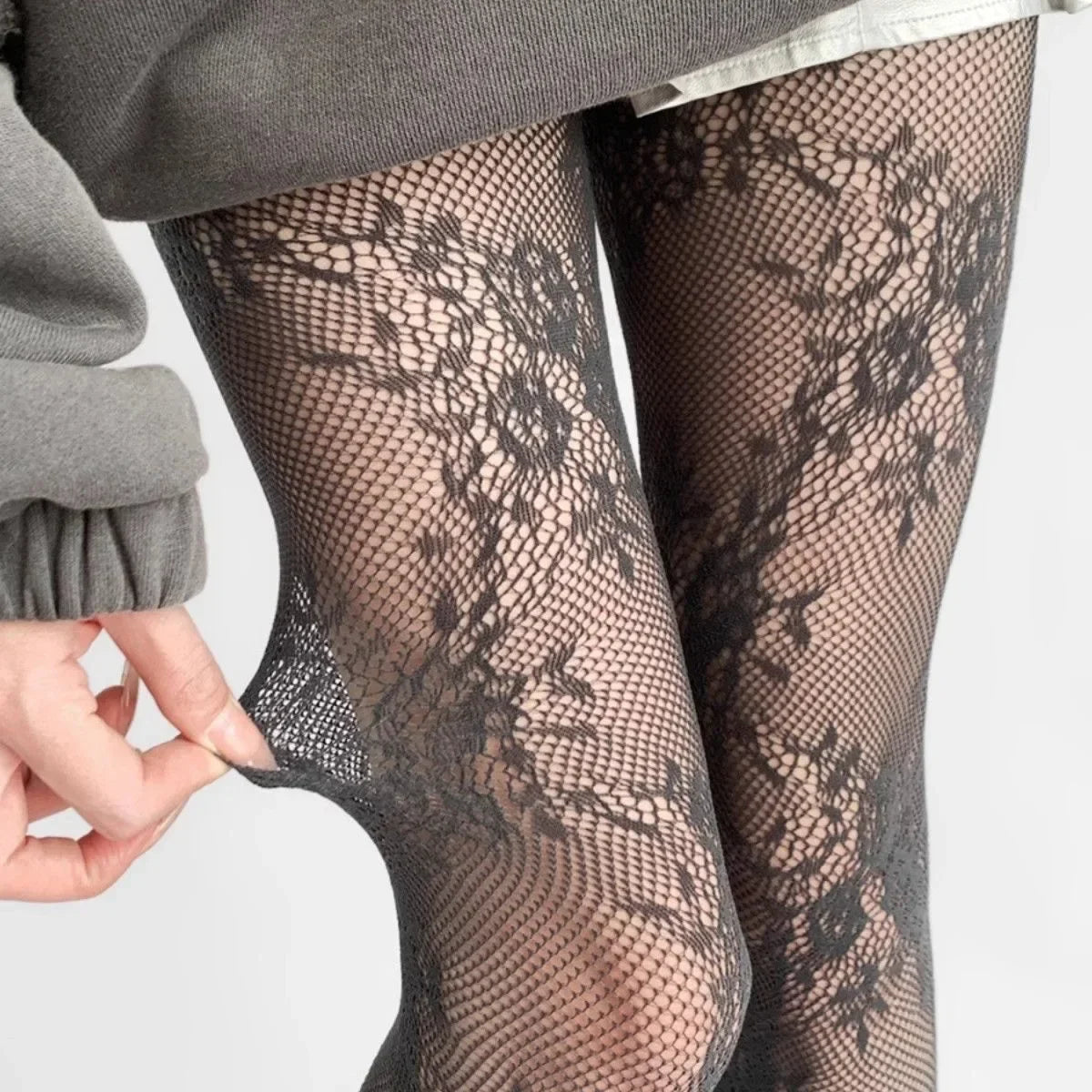 Women’s Lace Floral Thigh High Tights - 2025 Sexy Mesh Fishnet Stockings Lingerie Hosiery Pantyhose