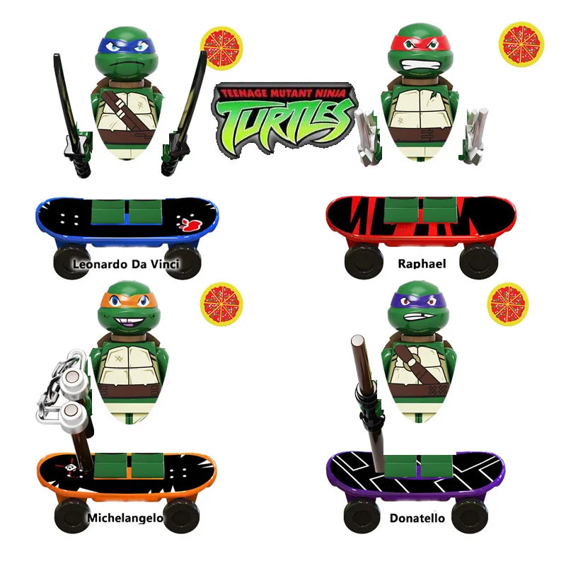 Ninja Turtles Building Block Action Figures – Leonardo, Raphael, Michelangelo, Donatello, Shredder & Splinter Cartoon Movie Toy Set
